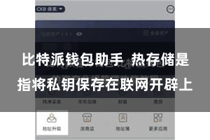 比特派钱包助手  热存储是指将私钥保存在联网开辟上